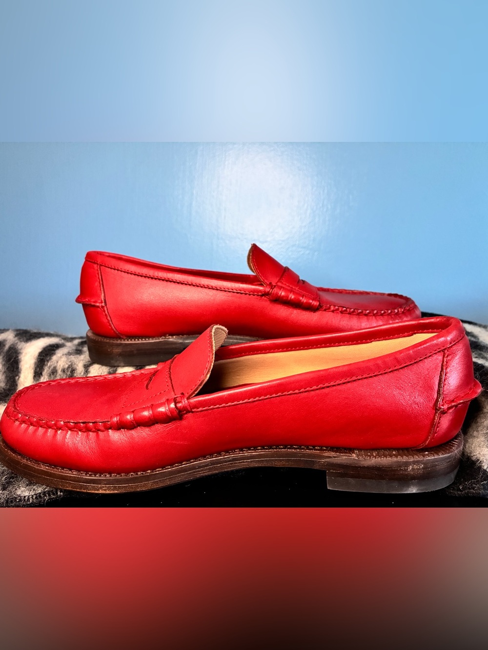 Sebago Red Leather Penny Loafers for women - Picture 3 of 8